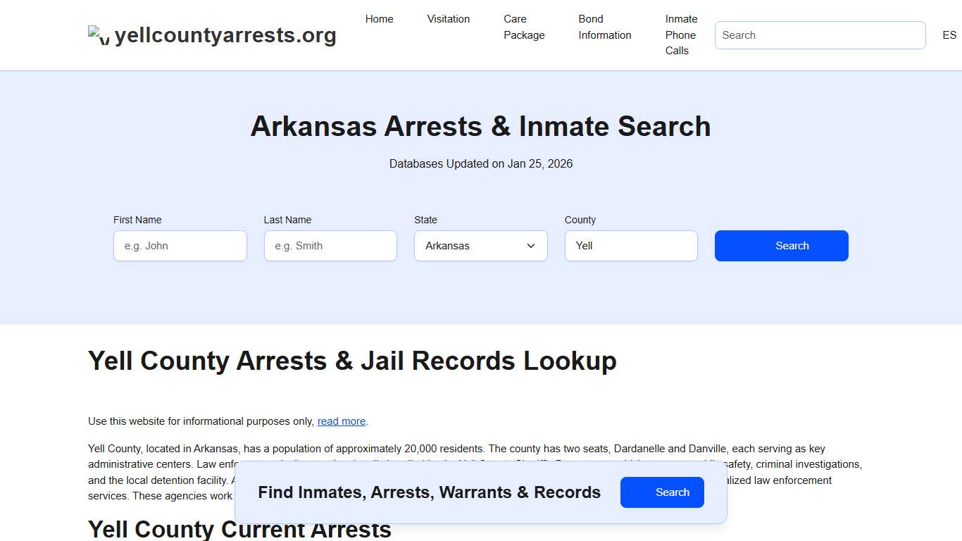 Yell County, AR Arrests, Warrants, Police Records Search